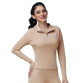 Half Zip Long Sleeve Workout Top, Sweat Wicking Gym Yoga Running Daily Wear