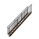 Stalen trap met houten trede Hoogte 3000mm Breedte 1100mm Spijl