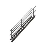 Stalen trap met roostertrede Hoogte 2800mm Breedte 900mm