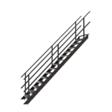 Stalen trap met roostertrede Hoogte 3000mm Breedte 900mm