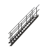 Stalen trap met roostertrede Hoogte 3000mm Breedte 1100mm