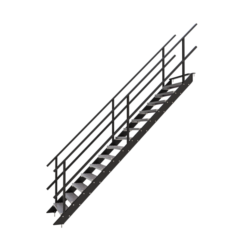 Stalen trap met perfotrede Hoogte 3000mm Breedte 1000mm