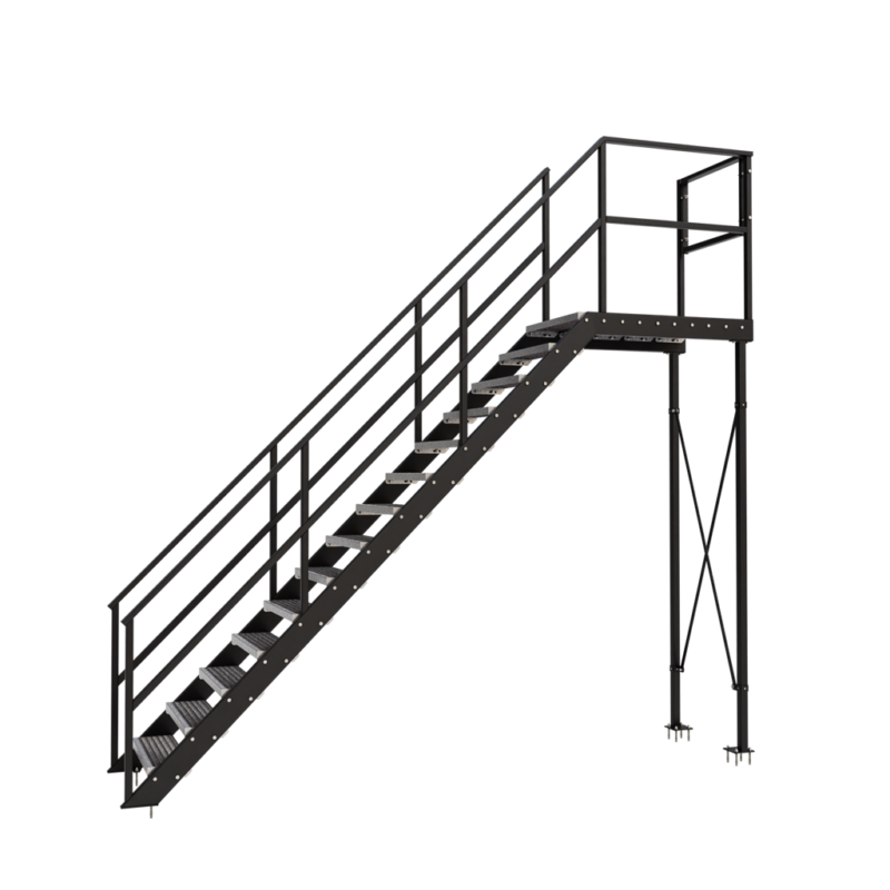 Bordestrap links roostertrede Hoogte 2800mm Breedte 900mm Koker