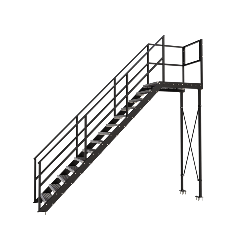 Bordestrap rechts roostertrede Hoogte 2800mm Breedte 900mm Koker