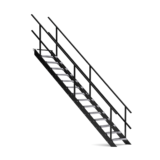 Stalen trap met perforatietrede hoogte 3000 breedte 1000 kokerleuning