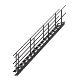 Stalen trap met roostertrede Hoogte 3200mm Breedte 900mm