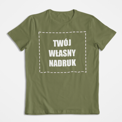 Khaki koszulka z nadrukiem na piersi, wzór klienta