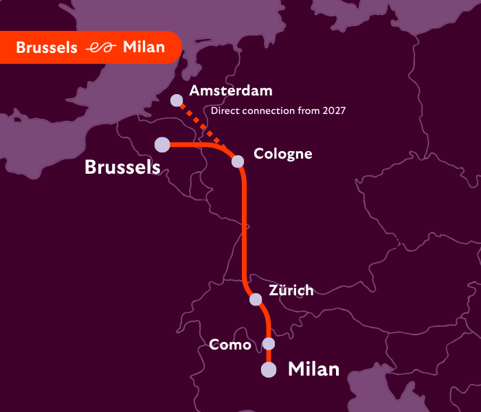 Nachtzug von Brüssel über Köln und Zürich nach Mailand