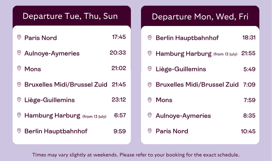 Timetable Paris - Brussels - Berlin