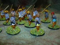 Back when Foundry was moving to blister packs, they had a dump sale, half price for remaining stock not in blisters. I bought a big bunch of figures, which started my collections of not only these Greeks, but Imperial Romans, 19th Century Africans and Bronze Age Europeans. Half of these are still unpainted.