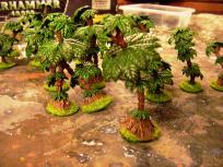 Note for purists: They're NOT sold as palm trees. I actually did not buy these, they sort of came as freebies with lots of stuff. It says you can build four trees from a set, but that's only because there's too few stumps. Base them yourself, and you can build roughly twice that number.