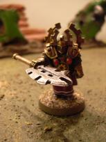 I was really disappointed with this mini. The game artwork shows a Repulsar Knight jumping into the middle of a horde of enemies - I was expecting a far more dynamic pose. Switched the polearm position slightly to make it even a little bit interesting.