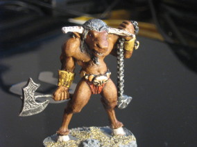 This is an old Kev White fig from Harlequin. I think. The axe haft broke so I replaced it with a pin.