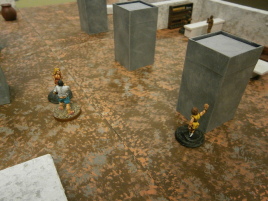 Some clients wander in the main hall.