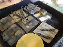 Airbrushing the base colors.