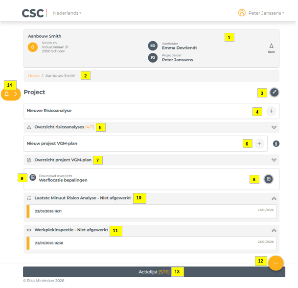 Projectoverzicht in CSC