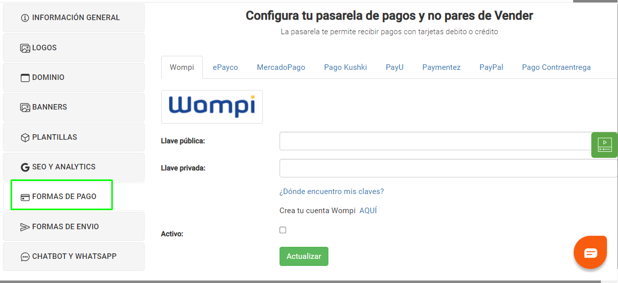 Pasarelas de pago Vendty