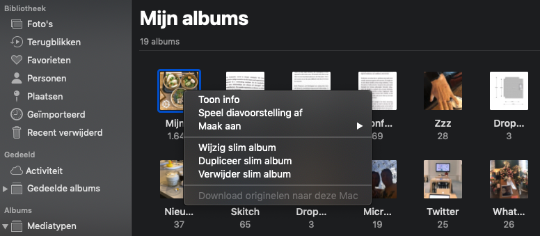 Slim album wijzigen