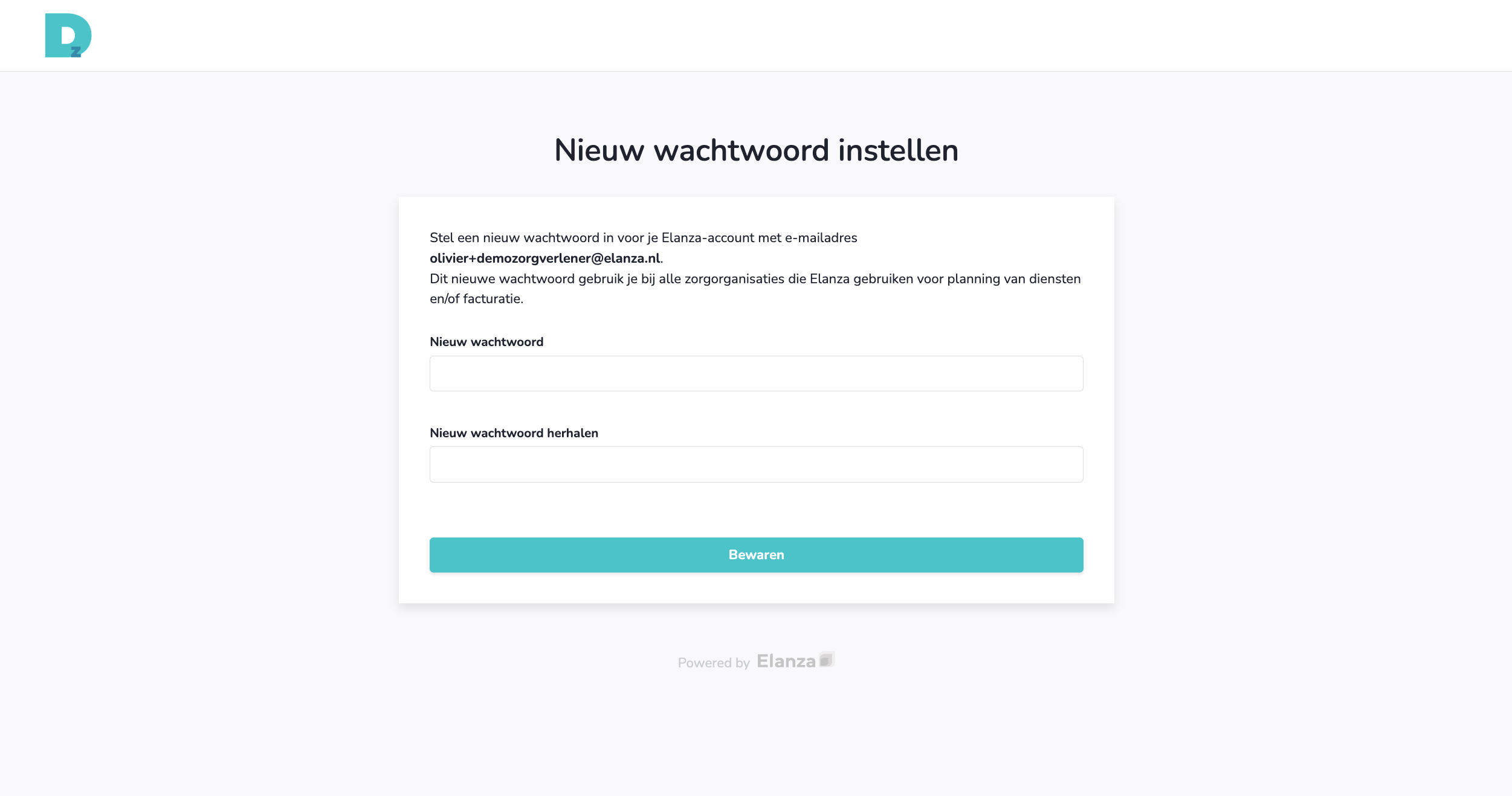 Scherm waarin je een wachtwoord aanmaakt voor het platform