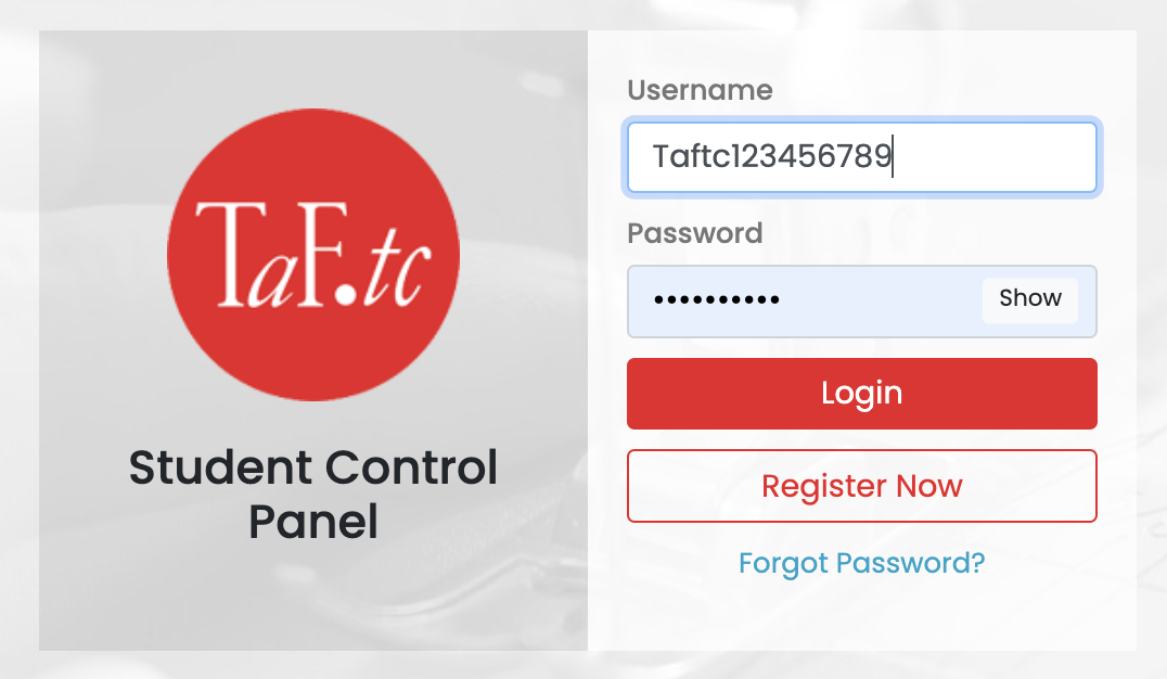 How do I login to the student portal? TaF.tc Help Center
