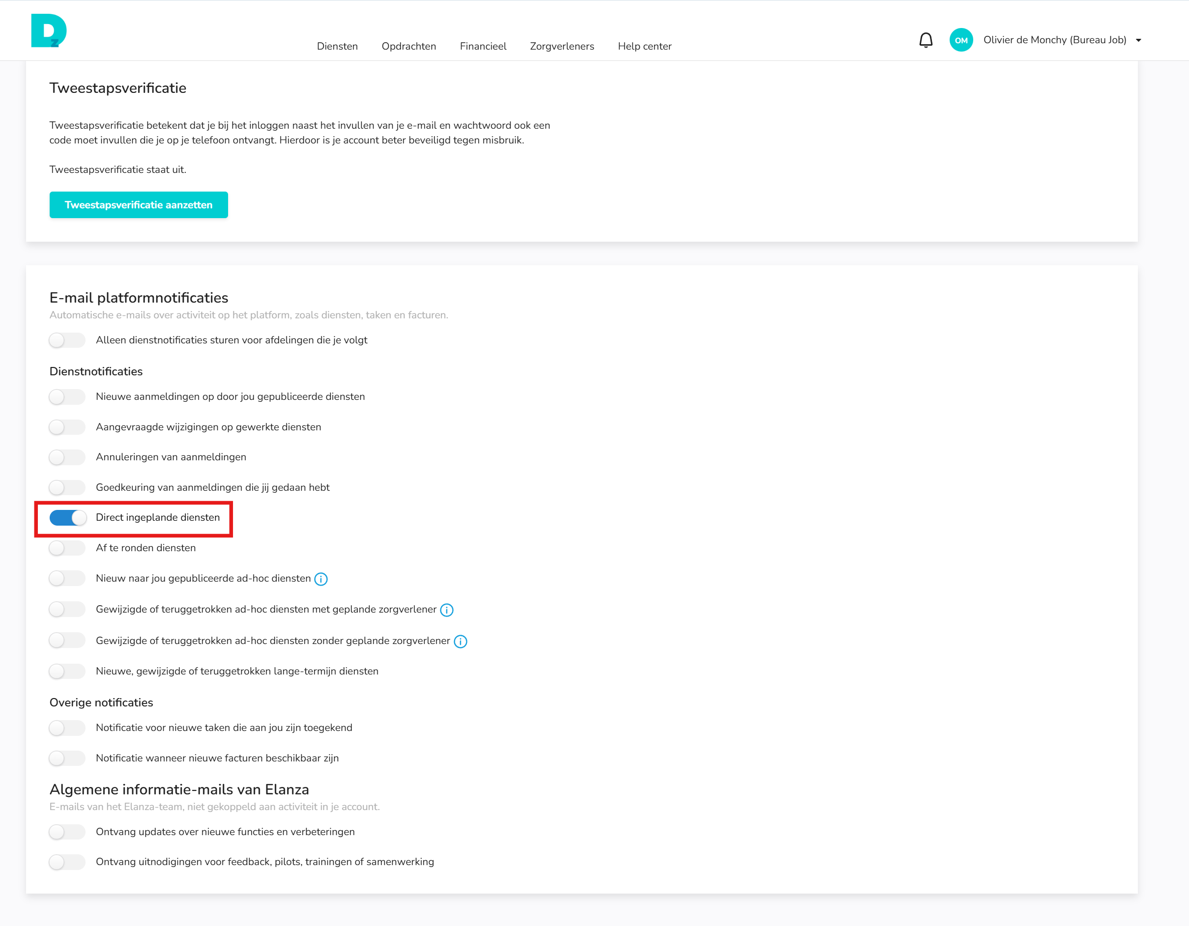 Schermafbeelding van de e-mailnotificatie die je aan moet hebben staan