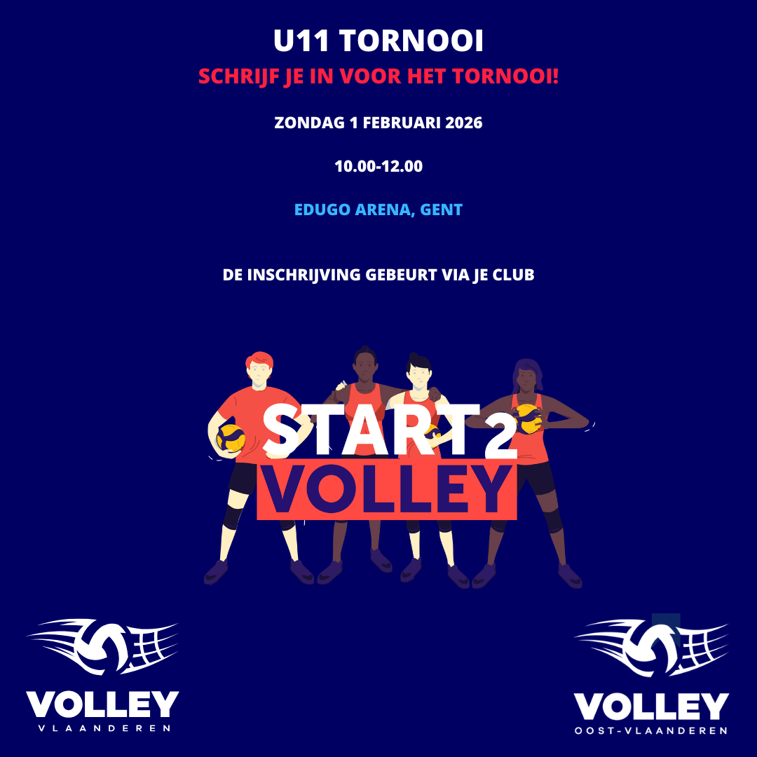 U11 Tornooi S2V 01 februari van 10.00 tot 12.00 in EDUGO Arena Gent (Oostakker)