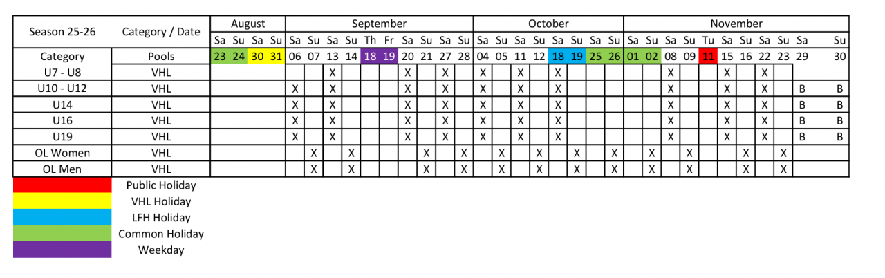 Kalender Herfst 2025 - 2026