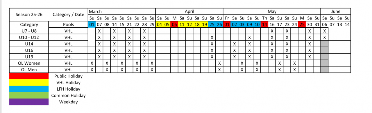 Kalender Lente 2025 - 2026
