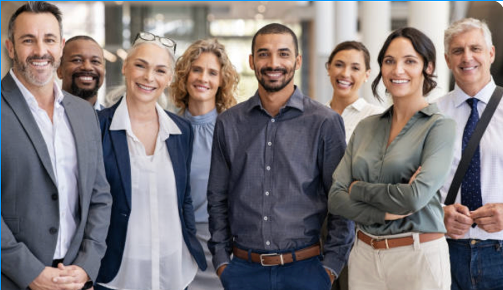 Diverse group of smiling adults