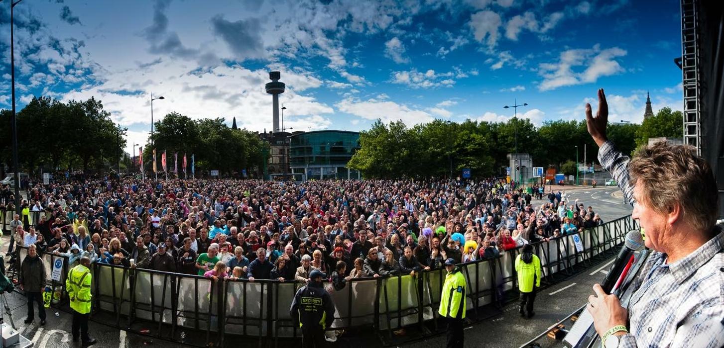 Hosting the main stage at the (55,000+) Mathew Street Music Festival, Liverpool, 2010.