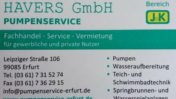 HAVERS GmbH Bereich J&K Pumpenservice, Leipziger Straße in Erfurt
