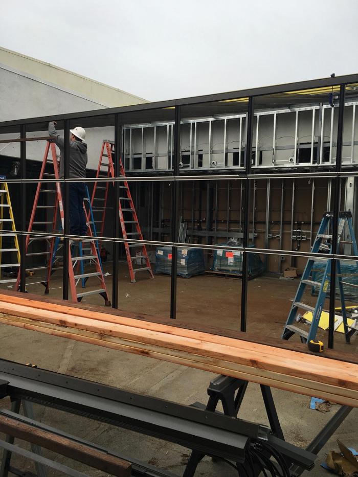 GDM Construction, Four Seasons Sunrooms, progress photo, material color Bronze, extruded aluminum structure/frame