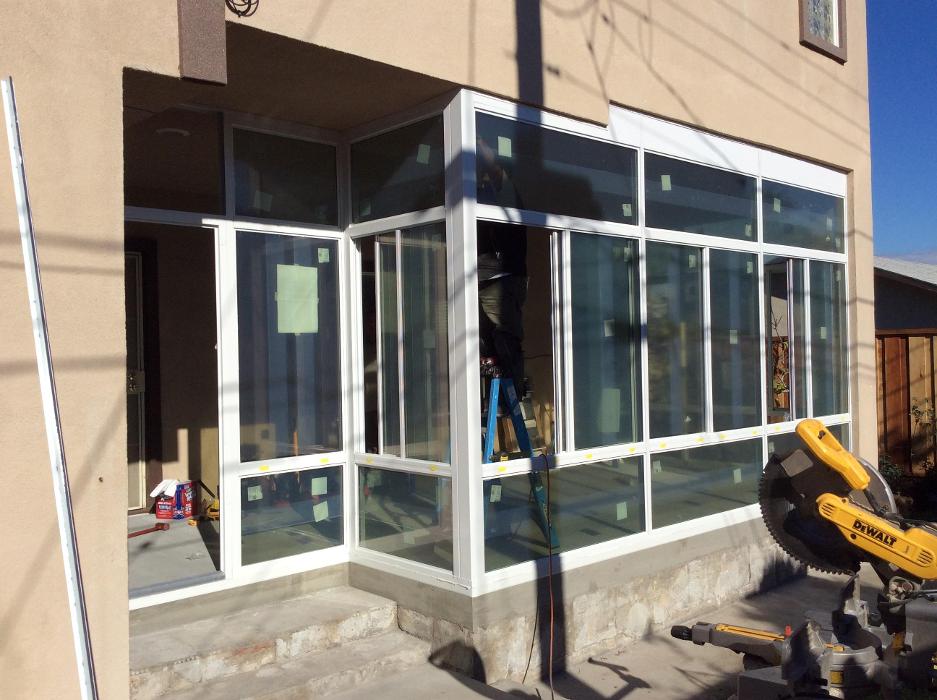 Four Seasons Sunrooms, GDM Construction, walls under, glass lower transoms, glass upper transoms, Progress photos