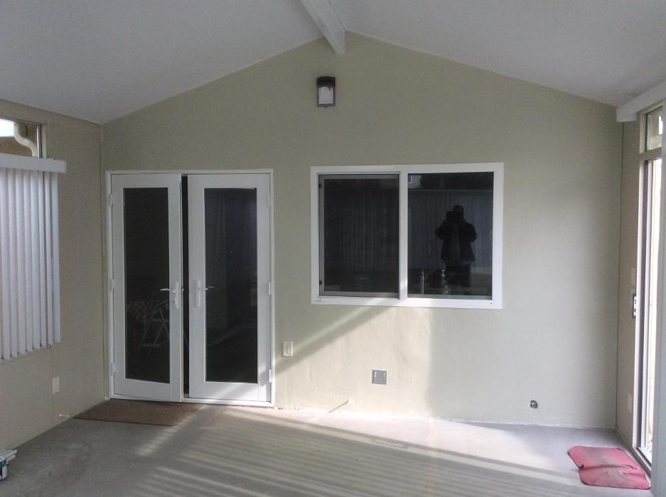 Series 230 Sun and Shade Cathedral Sunroom, Four Seasons Sunrooms, GDM Construction, Progress photos, interior, Sandtone