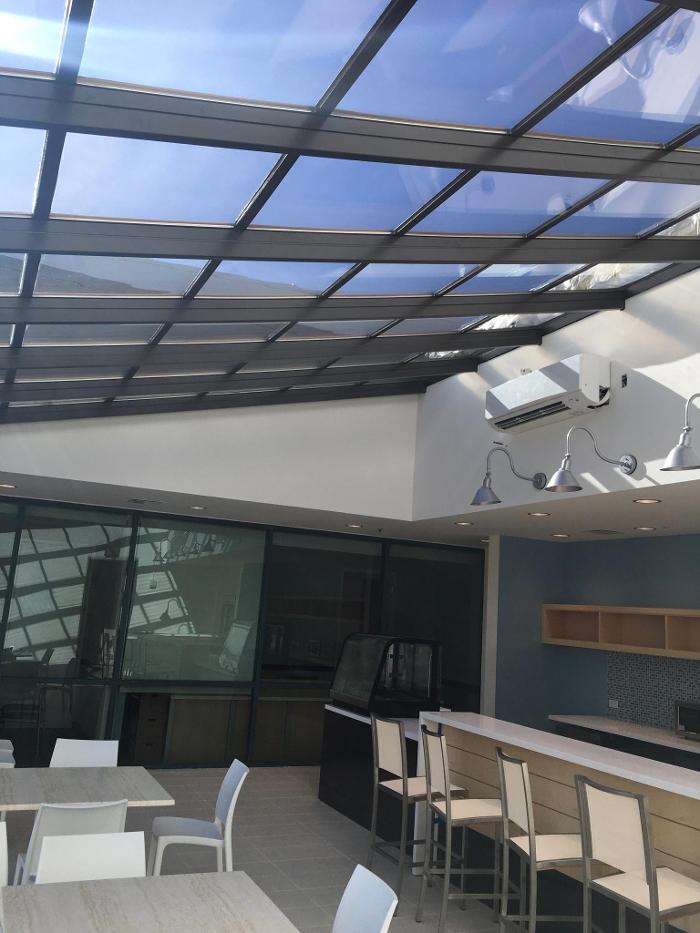 Straight Eave Solarium, Mountain View, Completed project, ConservaGlass solarium roof system, material color Bronze