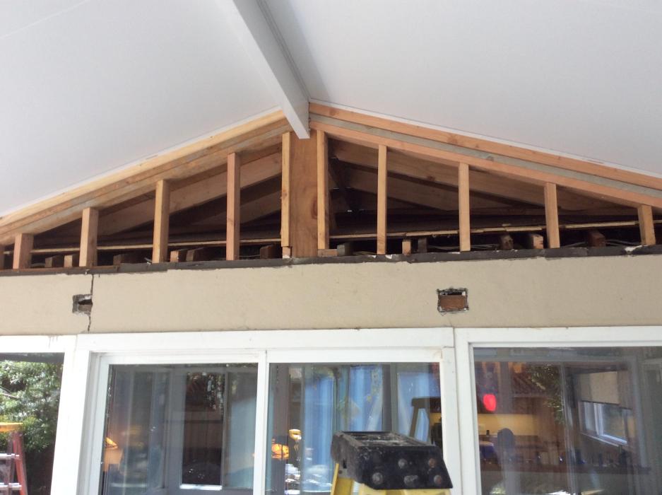 GDM Construction, Four Seasons Sunrooms, Progress photo, interior view, Gable Construction, White material color