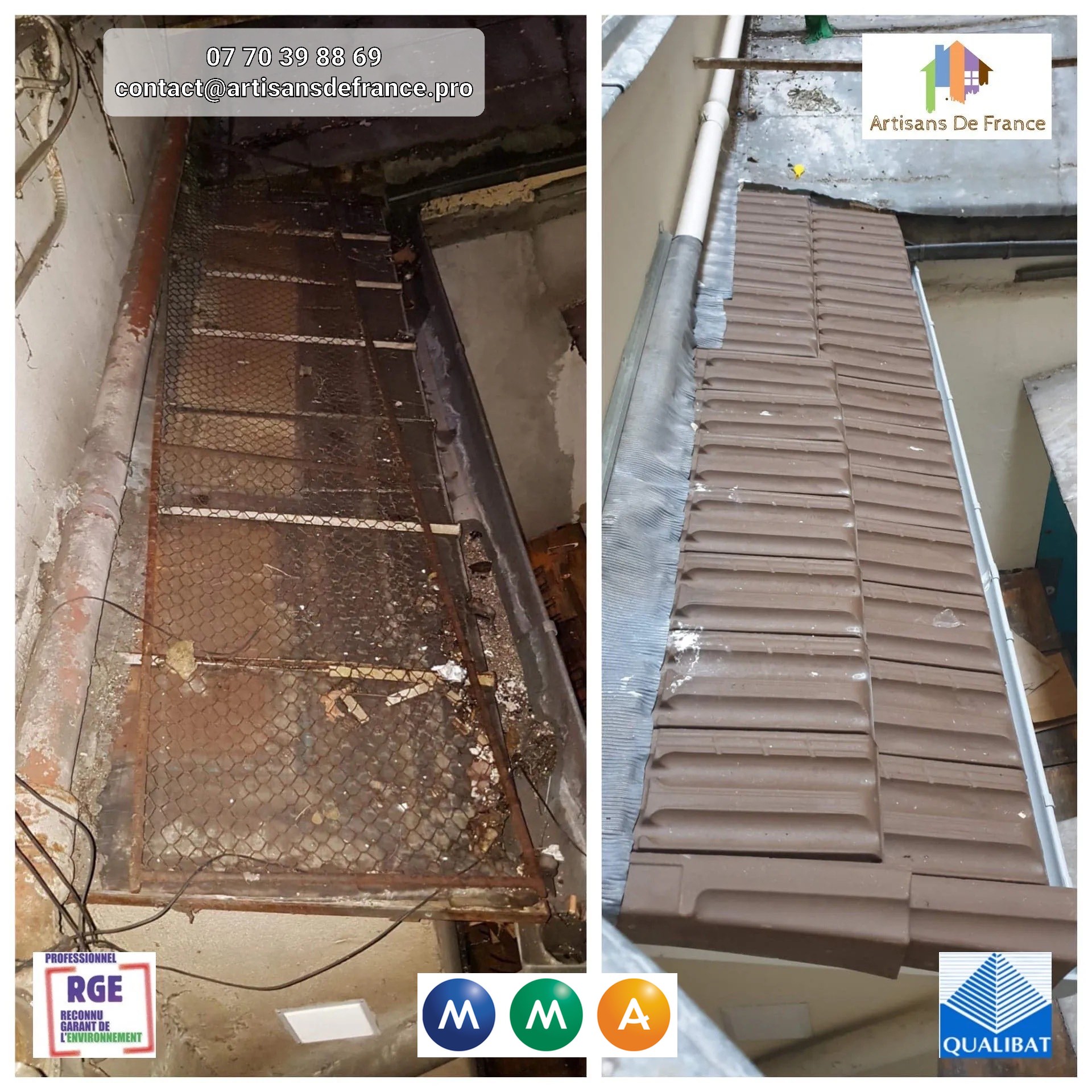 Isolation thermique laine de verre 100 mm, structure et bande calicot. Inclus : plaques hydrofuges pour pièces humides.