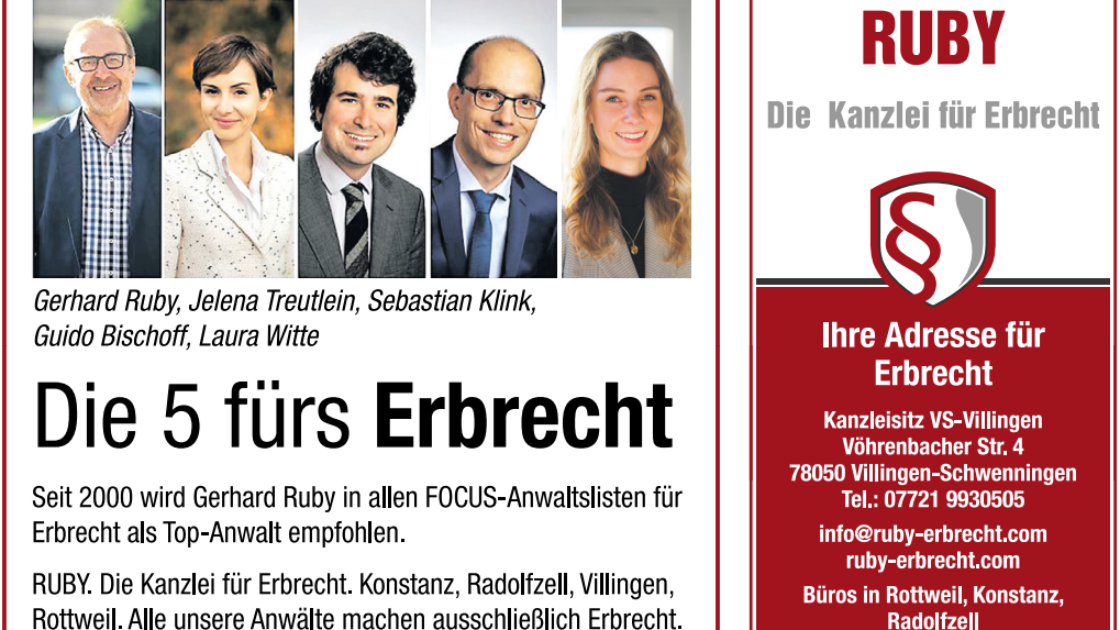 RUBY. Die Kanzlei für Erbrecht., Vöhrenbacher Straße in Villingen-Schwenningen