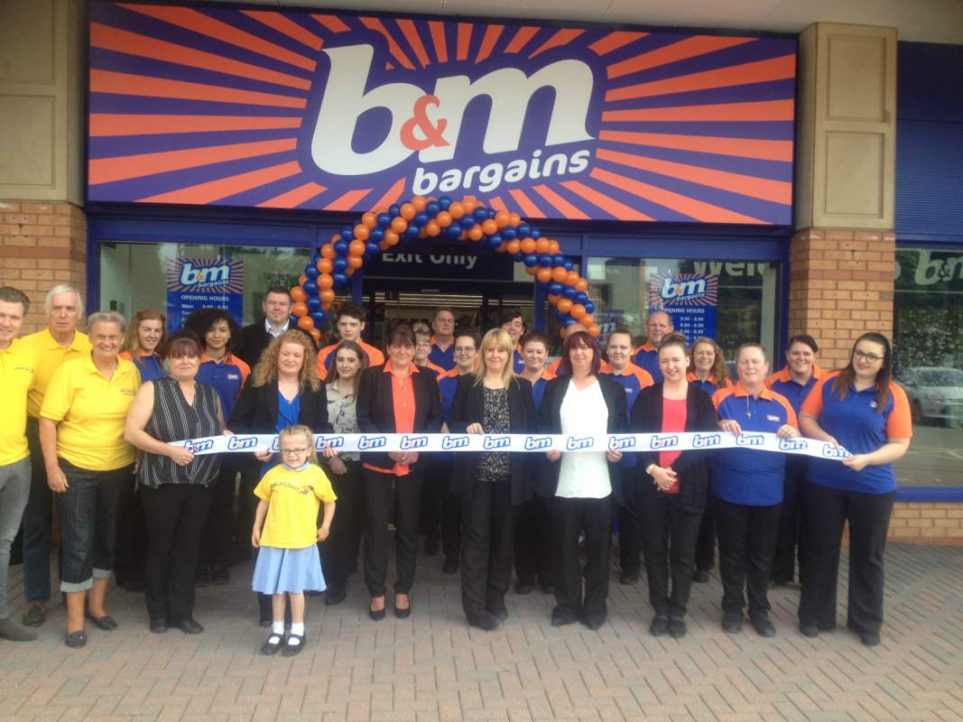 B&M Tyldesley being formally opened by local charity Child Flight - 7 year old Morgan Kay Wright opened the store on behalf of this charity, who also gratefully received £250 worth of B&M vouchers.