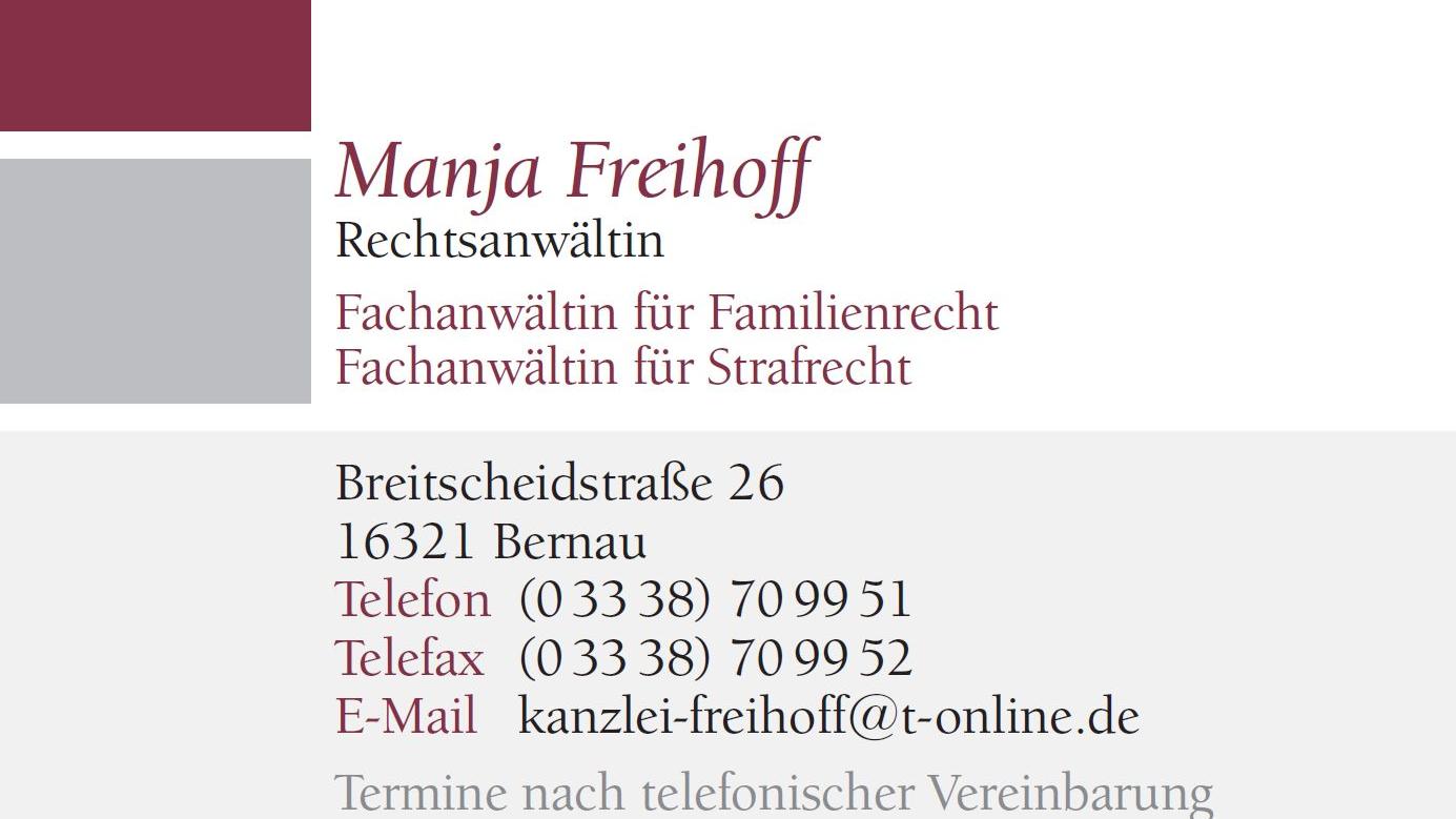 Rechtsanwältin Manja Freihoff, Breitscheidstraße in Bernau bei Berlin