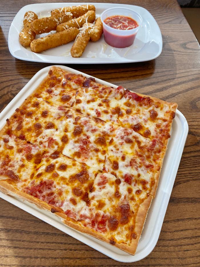 Cheese Pizza and Mozzarella Sticks