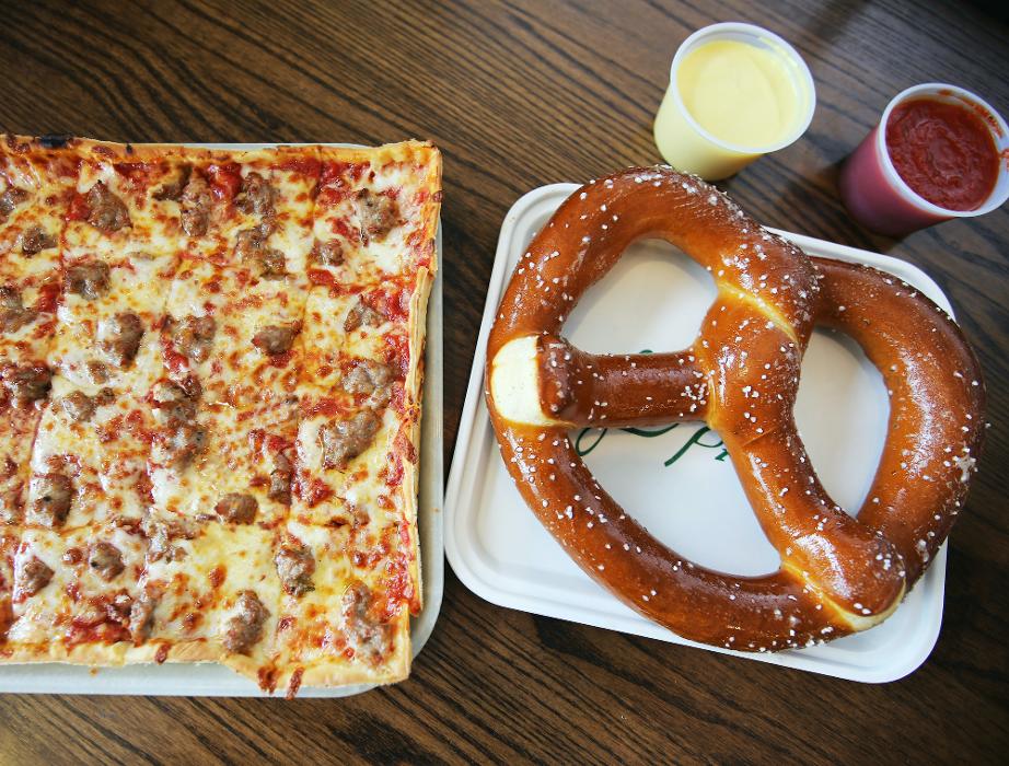 Pretzel and Sausage Pizza