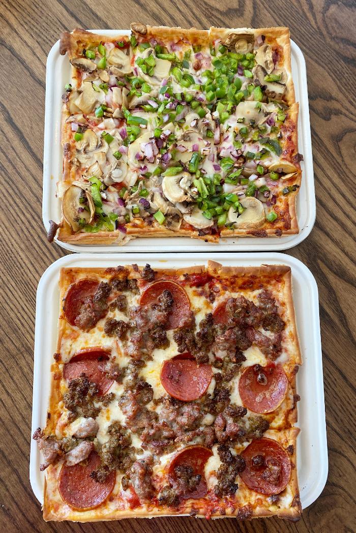 Meatlovers and Veggie Pizza