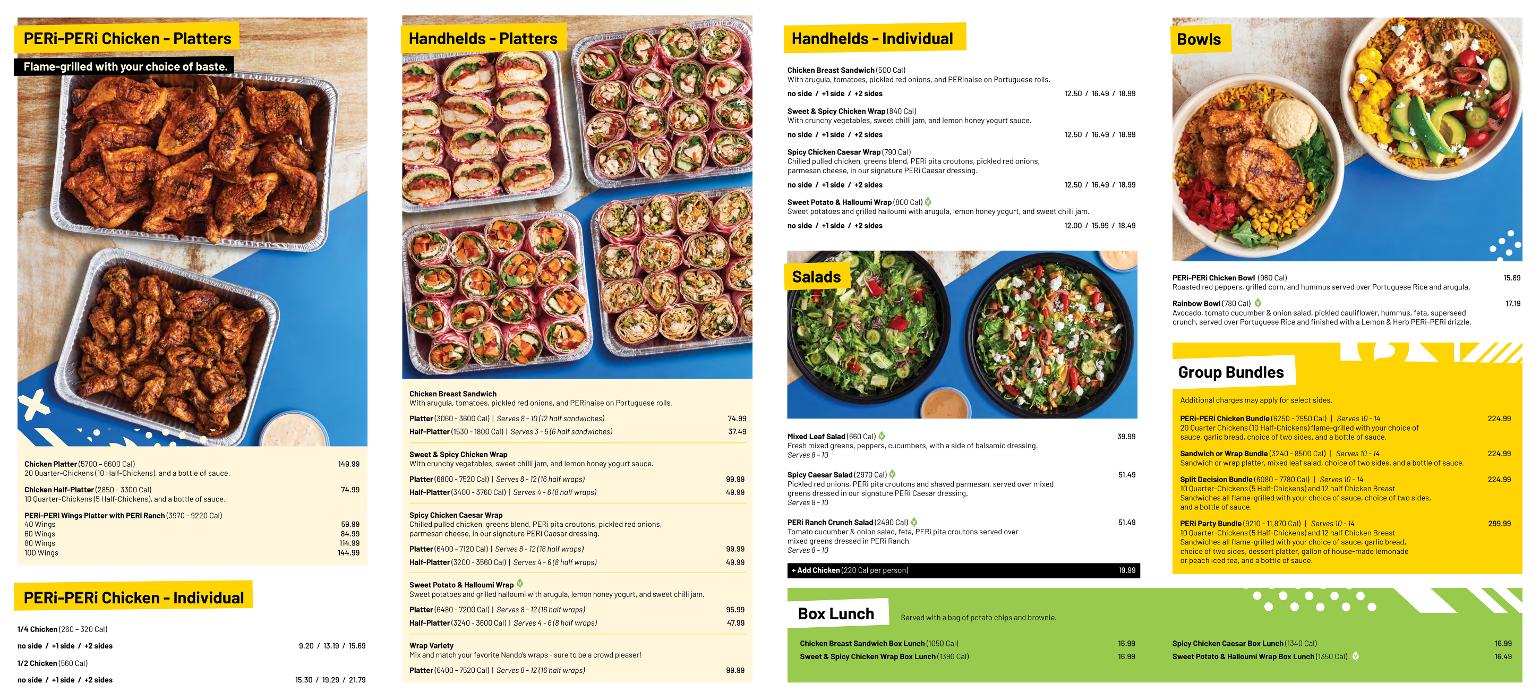 Spice up your next party or office lunch with Nando’s Catering! Our Catering menu brings bold flavors straight from our restaurants to your event.