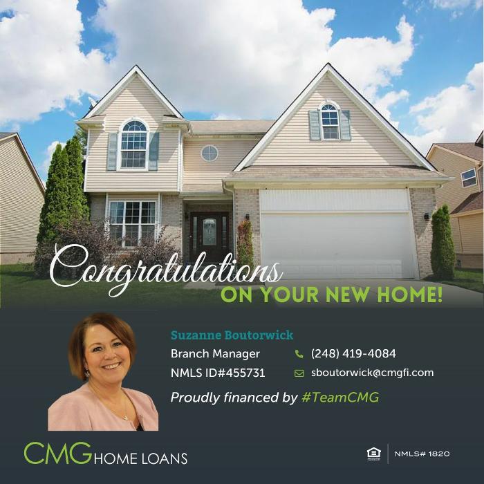 CLOSED - Suzanne Boutorwick - CMG Home Loans Mortgage Loan Officer NMLS# 455731 - Farmington, MI
