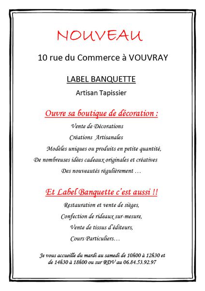 Label Banquette rideaux, voilages et tissus d'ameublement (détail)