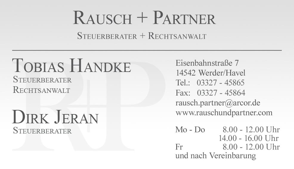 Rausch + Partner Steuerberater + Rechtsanwalt