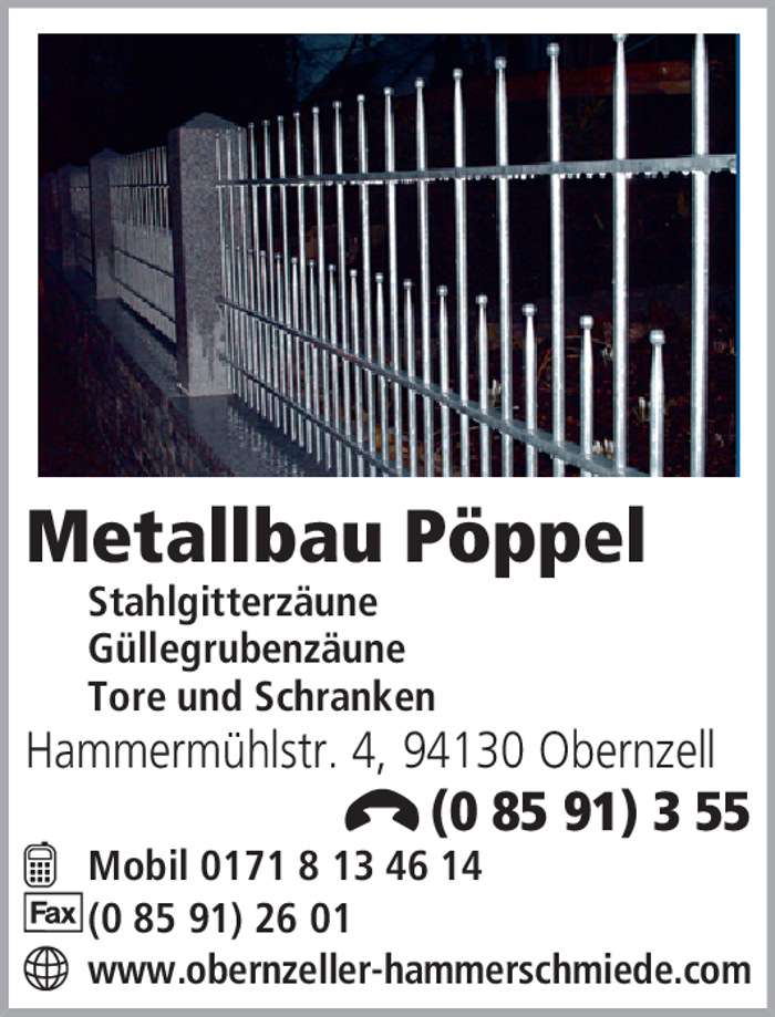Obernzeller Hammerschmiede Metallbaumeister Ludwig Pöppel in Obernzell