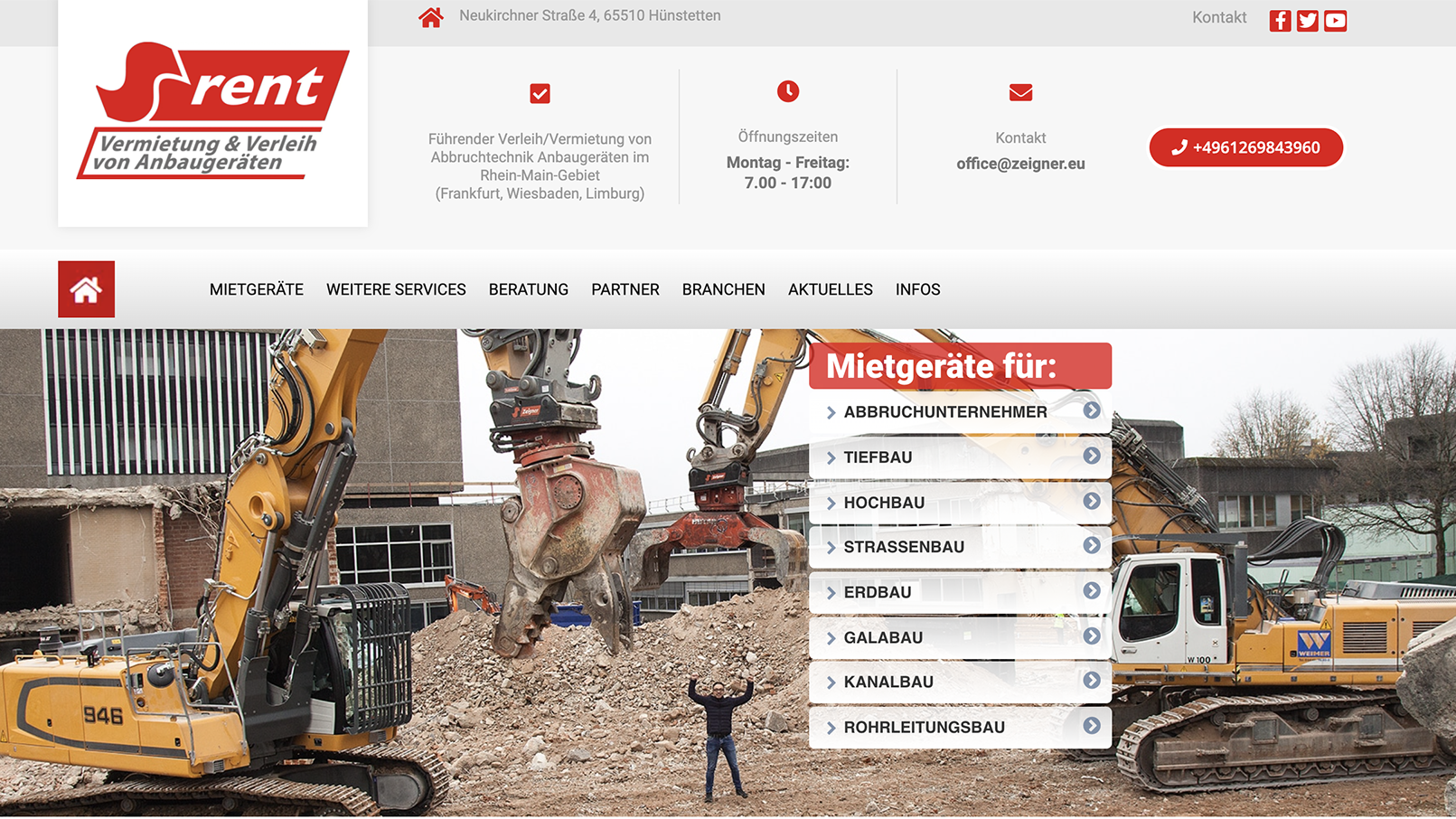 S-RENT Vermietung Verleih Abbruchtechnik Rhein-Main (Idstein, Wiesbaden, Frankfurt), Neukirchner Straße in Hünstetten