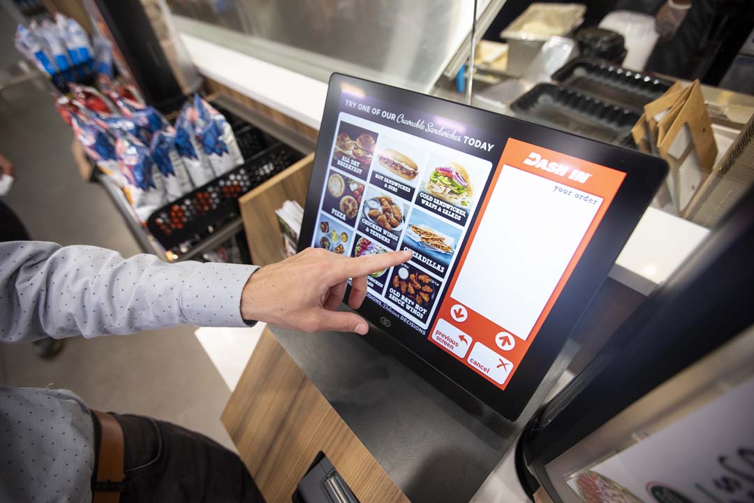 Use the Dash In kiosk to order fresh, hot food